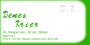 denes krier business card